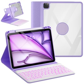 OYEEICE OYEEICE for iPad Pro 11 inch Case with Keyboard - Detachable Backlit Keyboard, Upgraded Magnetic Cover with Pencil Holder for iPad Air 5th 4th Gen, iPad 10.9 inch & iPad Air 11 inch (M22024) - Purple