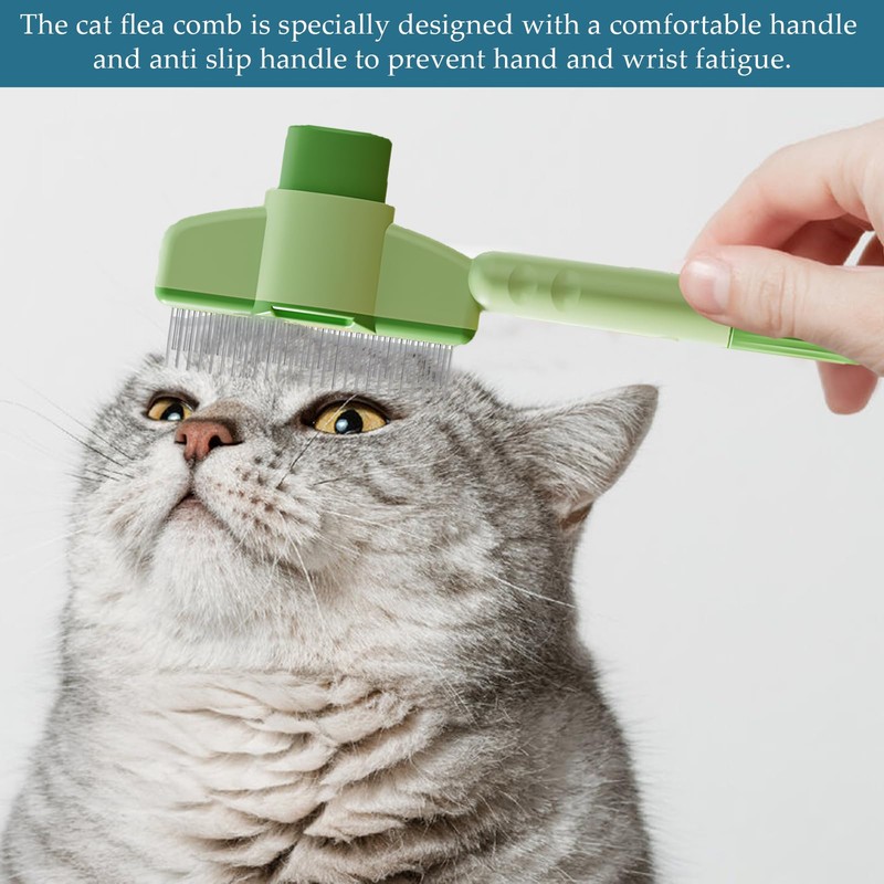 2Pcs Pet Depilatory Comb, Flea Comb with Release Button, for