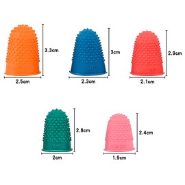 Jagowa 5 Pcs Rubber Finger Tips 5 Sizes Anti-Slip Finger Sleeve Reusable Finger Protective Sleeve for Counting Money Writing Sorting (5 Colors)