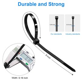 TANTTI Zip Ties 8 inch Black Zip Ties with 50 Pounds Tensile Strength,Cable Ties,100 Pack, by Tantti Supply