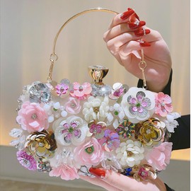 Flower Clutch Evening Bag Fancy Floral Evening Bag Purse Colorful Embroidery Beaded Clutch Bride Wedding Evening Purses