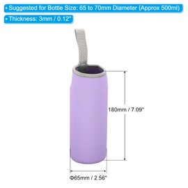 PATIKIL 65mmx180mm Water Bottle Sleeve, 4 Pack Neoprene Insulated Bottle Bag Holder Carrier Pouch with Finger Strap, Light Purple