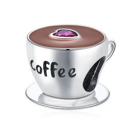 XinYouZhi Dijes de plata para pulseras, collares, colgantes, abalorio de plata de ley 925 con circonita cúbica, abalorios de café y viaje para hacer joyas, cumpleaños, día de San Valentín, regalos para mujeres y niñas, Metal, No es una piedra preciosa