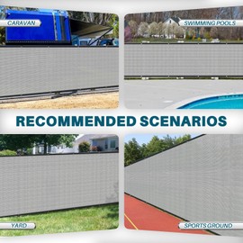 COARBOR 5' x 106' Fence Privacy Screen Heavy Duty Windscreen Fencing Mesh Shade Net Cover for Outdoor Wall Backyard Patio Deck and Porch, Light Gray