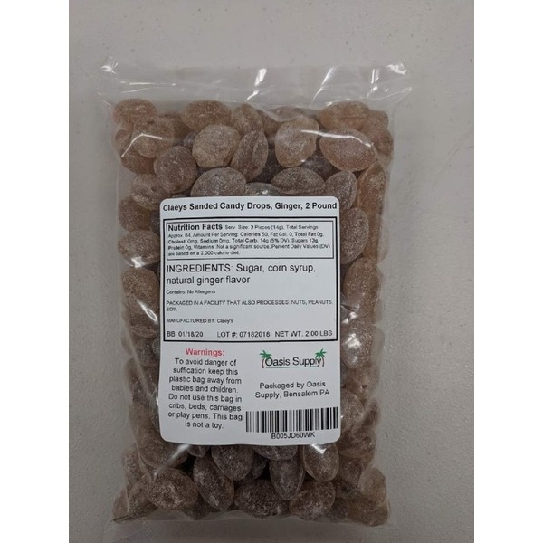 Claeys Sanded Candy Drops, Ginger, 2 Pound