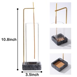 FasolaHome - Soporte de incienso único de mármol, 100 % anticenizas, soporte de incienso de latón para varillas, soporte de quemador de incienso para meditación y yoga (negro)