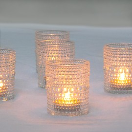 Edamame 24 Pcs Votive Candle Holders ，Clear Bulk Glass Candle Holder for Table Centerpieces, Tealight Candle Holders for Weddings, Parties and Home Decoration