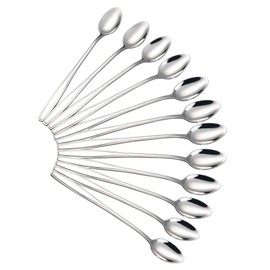PXRLMYF 12Pcs Latte Spoon Stainless Steel Long Handle Coffee Spoons Sliver Long Handled Teaspoons for Latte Milkshake Iced Hot Drink Dessert, (A007)