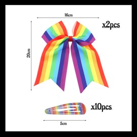 2 Pieces Of Rainbow Bow Hair Loops And 10 Hairpins, Party Headdress, Cute Kids Hairpins, Hair Style Decorative Hair Card.