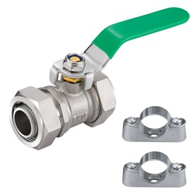 Jingzan 3/4" Air Piping Fittings, Nickel-Plated Brass Ball Valve Includes Tubing Clips – 3/4" × 3/4" Piping M8039 Shut-Off Valve for Garage, Workshop Compressed Air Line Systems (1 Set Valve)