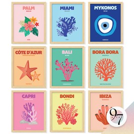 97 Decor Preppy Room Decor Aesthetic - Preppy Wall Decor For Bedroom, Preppy Beach Room Decor, Beachy Posters For Teen Girls Room, Cute Preppy Pictures For College Dorm Decorations (8x10 Unframed)