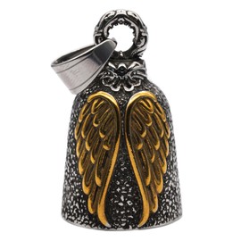 MOYOZZ Angel Wing Knight Bell Letters USA Motorcycle Bike Riding Guardian Bell - Never Ride Faster Than Your Angel Can Fly (Yellow)