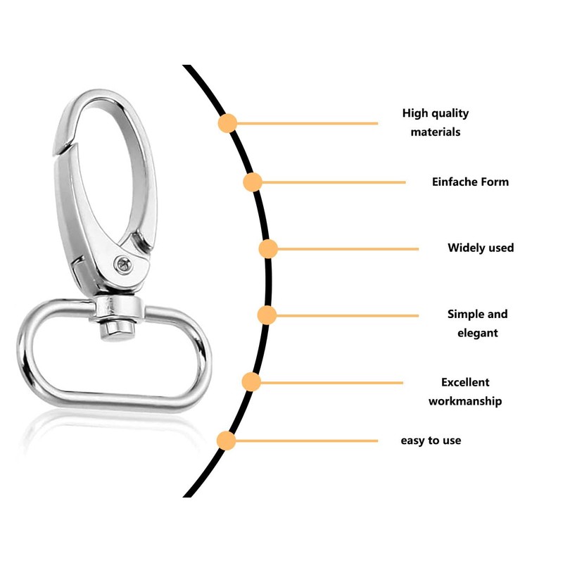 KAPSING Pack of 16 Key Ring D-Rings, 360 Degree Rotatable