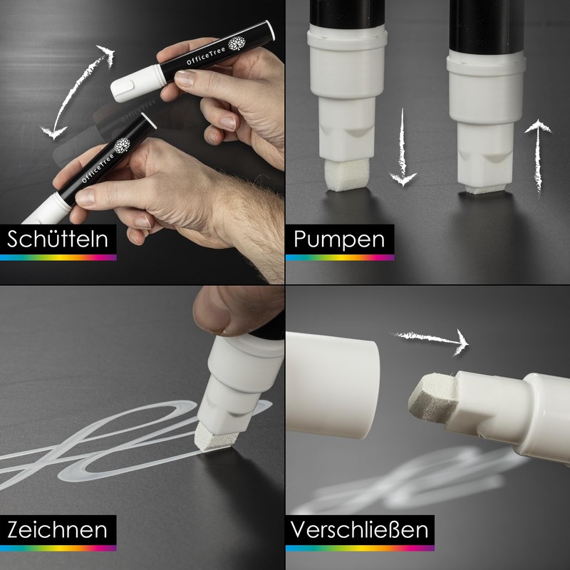 OfficeTree 6 x Chalk Markers White - 1 mm to