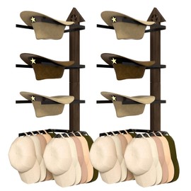 Technohom 2 Pack Cowboy Hat Rack for Wall – Rustic Cowboy Hat Holder with Arrow Design and 4-Tier Hat Hooks Western Decor Hat Storage– Vintage Cowboy Hanger for Wall