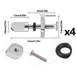 AOYEGIC Pack of 4 Surfboard Screws, Stainless Steel Surfboard Longboard Fin Screw, Universal Fin Plate, Fin Screws, for SUP, Single Fin, Paddle Board, Fin Plate Kit (Silver)