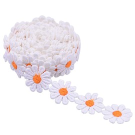 15 Yards 1inch Daisy Lace Trim Flower Applique Lace Ribbon for Gift Wrapping DIY Sewing Craft Wedding Dress Hair Accessories Jewelry Making Dreamcatchers Tassel Embellishment Decorations(Orange)