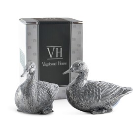 Vagabond House Pewter Duck Salt and Pepper Shaker Set Heirloom Quality Solid Metal S/P Shaker 2 inch Tall
