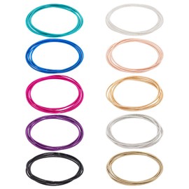 UNICRAFTALE 50pcs 10 Colors Guitar String Bracelets 2.3 inch Flexible Steel Wire Layered Bracelet Minimalist Stretch Bracelets Stackable Wearing Wrap Bracelet Jewelry Gift