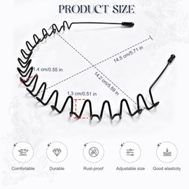 ZASZO 2 Pcs Metal Hair Band, Fashion Wavy Spring Metal Headband for Men & Women, Elastic Non Slip Metals Hairband for Daily Use Outdoor Sports Hair Hoop Hairs Accessories