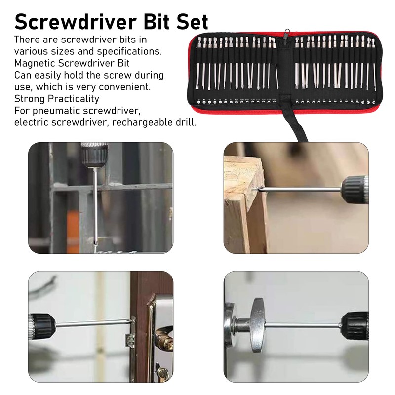 30Pcs Screwdriver Bit Magnetic Metal Slot Star Cross Tool Set