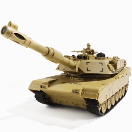RC Tank, US M1A2 Abrams Remote Control Army Tank Toys, 2.4Ghz Military Vehicles with Infrared Battle & 10 Toy Soldiers, Gift for Kids & Collectors