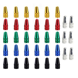 Pack of 36 Bicycle Valve Caps, Multicoloured Anodised Aluminium Alloy Valve Caps, Cycling, French Style Bicycle Tyre Caps, Dustproof Valve Caps