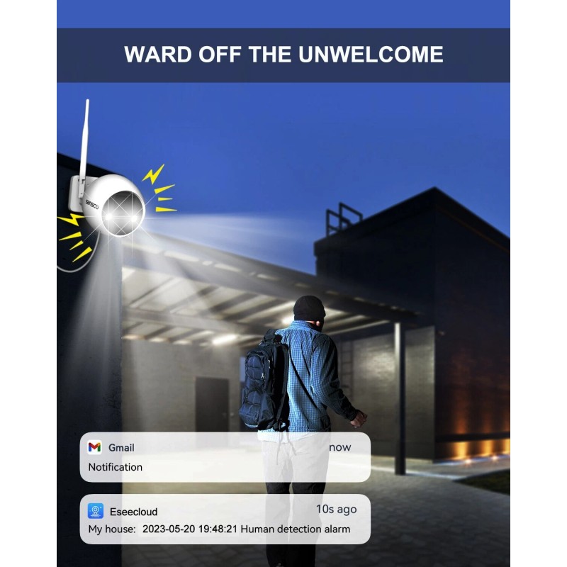 Sansco 3pcs HD 4MP Wireless Solar Power WiFi Outdoor Security