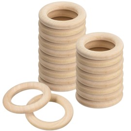 TOP-VIGOR 20Pcs Natural Wood Rings, 35mm Unfinished Wooden Rings, Wooden Loops Rings Pendant Connectors for Macrame Loose Parts Play, DIY Arts and Crafts, Jewellery Making, Ornaments, Home Decor