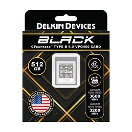 Delkin Devices Black 512GB CFexpress™ Type B 4.0 VPG400 Memory Card – High-Speed Performance for Professional Photography & Videography (512GB)