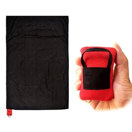 Pocket Picnic Blanket, Red Durable Lightweight Waterproof Sand Proof Beach Camping Travel Mat with Portable Bag for Outdoors Activities (70 * 110cm)