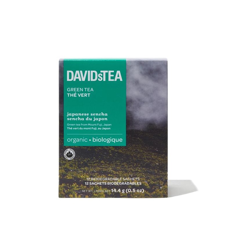 DAVIDsTEA Organic Japanese Sencha Green Tea, high caffeine, 12 tea
