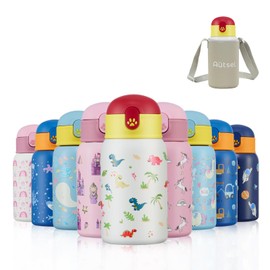 Autsel Children's Stainless Steel Water Bottle with Straw, Insulated Children's Bottle, BPA-Free, Metal Water Bottle, Children Boys / Girls for Nursery, School