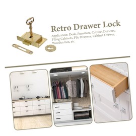 CHILDWEET 1 Set Vintage Desk Lock Drawer Safety Lock Gold Drawer Lock Antique Drawer Lock Decorative Drawer Lock Door Chain Lock Heavy Duty File Cabinet Lock Ming and Qing Brass Square Table