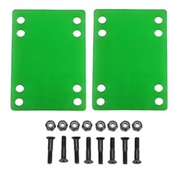 H Block Skateboard Riser Pads and Hardware 1/8" (4mm) Green Risers and 1" Bolts