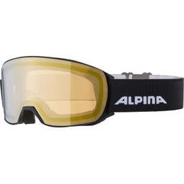 ALPINA NAKISKA Q-LITE Mirrored Contrast Enhancing OTG Ski Goggles with 100% UV Protection for Adults, Black, One Size