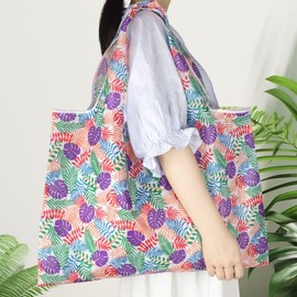 Cute Character Figure Pattern Foldable Tote Shopper Bag & Portable Mini Pouch R16 Free Size / Banana Leaf 20ea