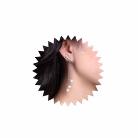 Vacaonio Boho Pearl Ear Climber Earrings Pearl Tassel Earrings Silver Pearl Cz Stud Earrings Crystal Pearl Crawler Earrings White Pearl Dangle Earrings Jewelry for Women