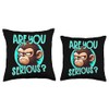Are You Serious Grumpy Funny Monkey Meme Humor Throw Pillow