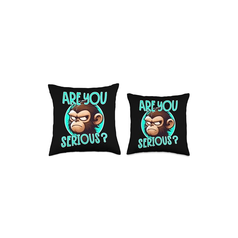 Are You Serious Grumpy Funny Monkey Meme Humor Throw Pillow