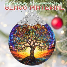 Tree of Life Ornament, 3" Stained Glass Christmas Decor, Christmas Ornaments, Christmas Tree Decorations, Tree of Life Decor, Unique Gift Idea, Perfect for Holiday Party, Window, Tree, Home Decor