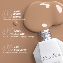 MelodySusie Thick Brown Gel Nail Polish,0.5 Fl Oz Beige Brown Color Nails Soak Off UV LED Brown Neutral Nude Gel Polish Gift for Women Nail Art Manicure Salon DIY Nail Design Decoration at Home-377