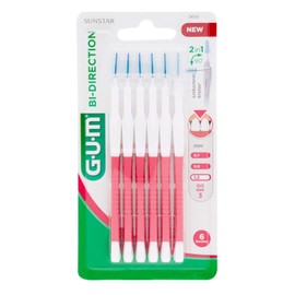 GUM Bi-Direction Interdental Brushes Pack of 6 1.2 mm Pink (Fir) Value Pack (3 x 6 Pieces)