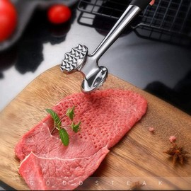 Meat Tenderizer Meat Cutting Aluminum Double Sided Meat Hammer Kitchen Utensils for Cooking with Seasonings That Become Soaked In... (One side has a large needle and one side small needle)