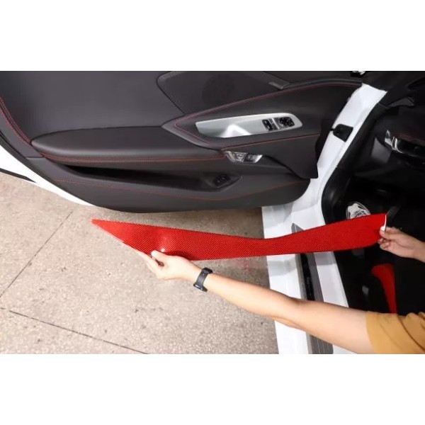 necar2020 Red Carbon Inner Door Anti Kick Panel Trim Accessories