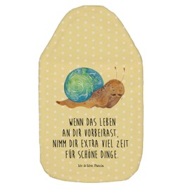 Mr. & Mrs. Panda Sir Schneckalot Hot Water Bottle - Gift, Cute Animal Motifs, Grain Cushion, Children's Hot Water Bottle, Good Mood, Hot Water Bottle with Cover, Funny Sayings, Heat Cushion, Attitude, Snail