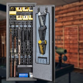 NEXT STATION Double-side Gun Safe Door Organizer,Handgun Hanger with Triple Mag Pouch and Mesh Pockets,Gun Cabinet Gun Safe Accessories Storage