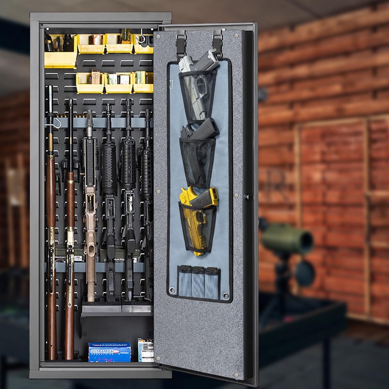 NEXT STATION Double-side Gun Safe Door Organizer,Handgun Hanger with Triple