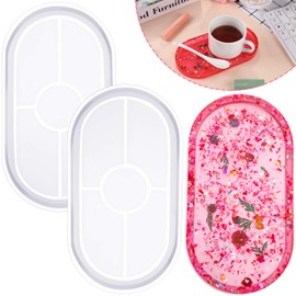 Tray Resin Mold Craft Jewelry Making Molds Oval Tray Mold DIY Epoxy Mold Silicone Resin Mold Plate Dish Casting Mold for Office Home Decoration Supplies (3 Pieces)