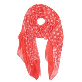 Peach Couture Lightweight Soft Animal Owl Printed Scarf Shawl Coral